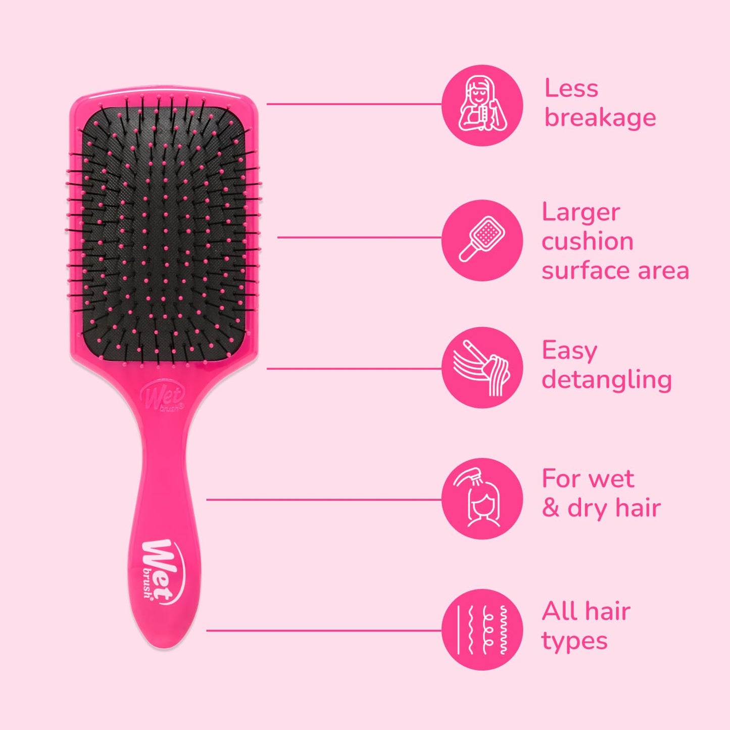 Wet Brush Paddle Detangler Pink