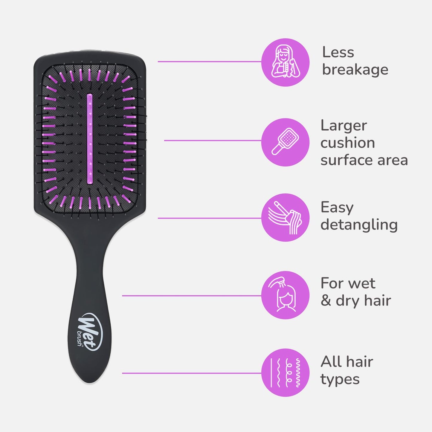 Wet Brush Paddle Detangler Charcoal Infused