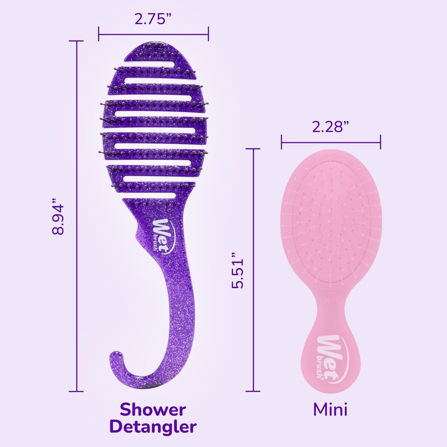 Wet Brush Shower Detangler Glitter Purple
