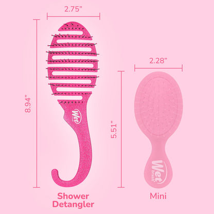 Wet Brush Shower Detangler Glitter Pink