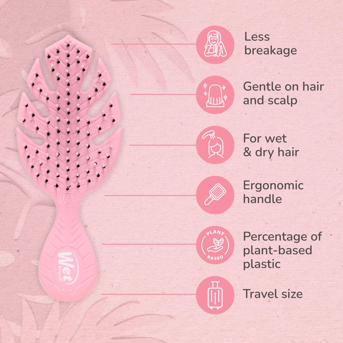 Wet Brush Mini Detangler Go Green - Pink