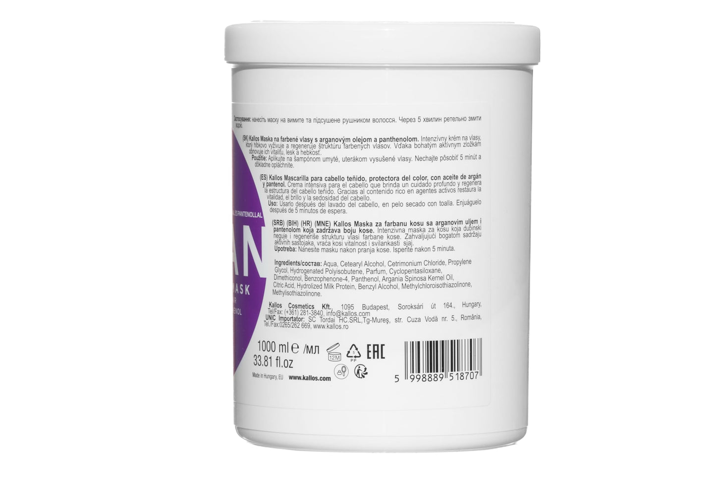 Kallos Argan Colour Mask 1000ml