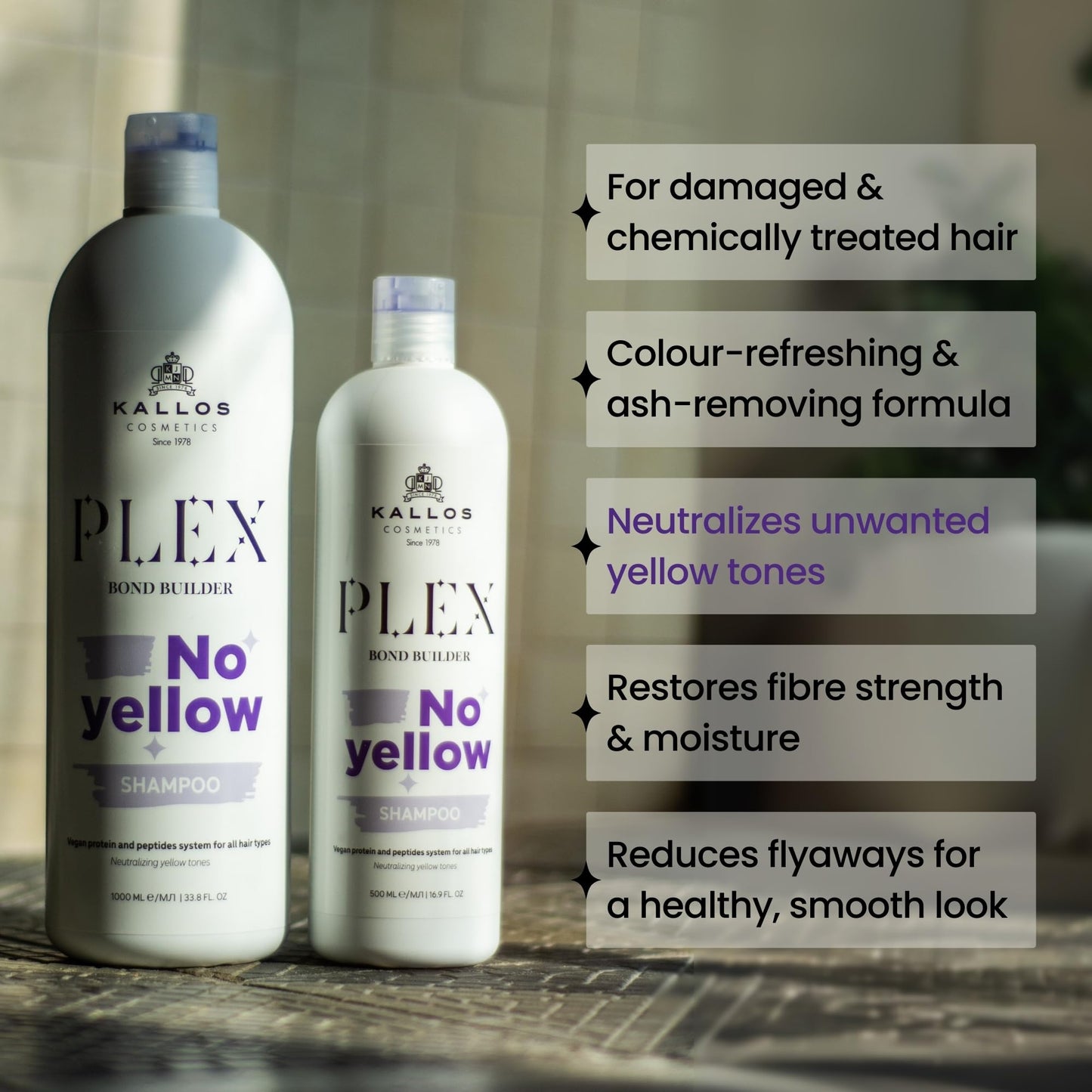 Kallos Plex Bond Builder No Yellow Shampoo 1000ml