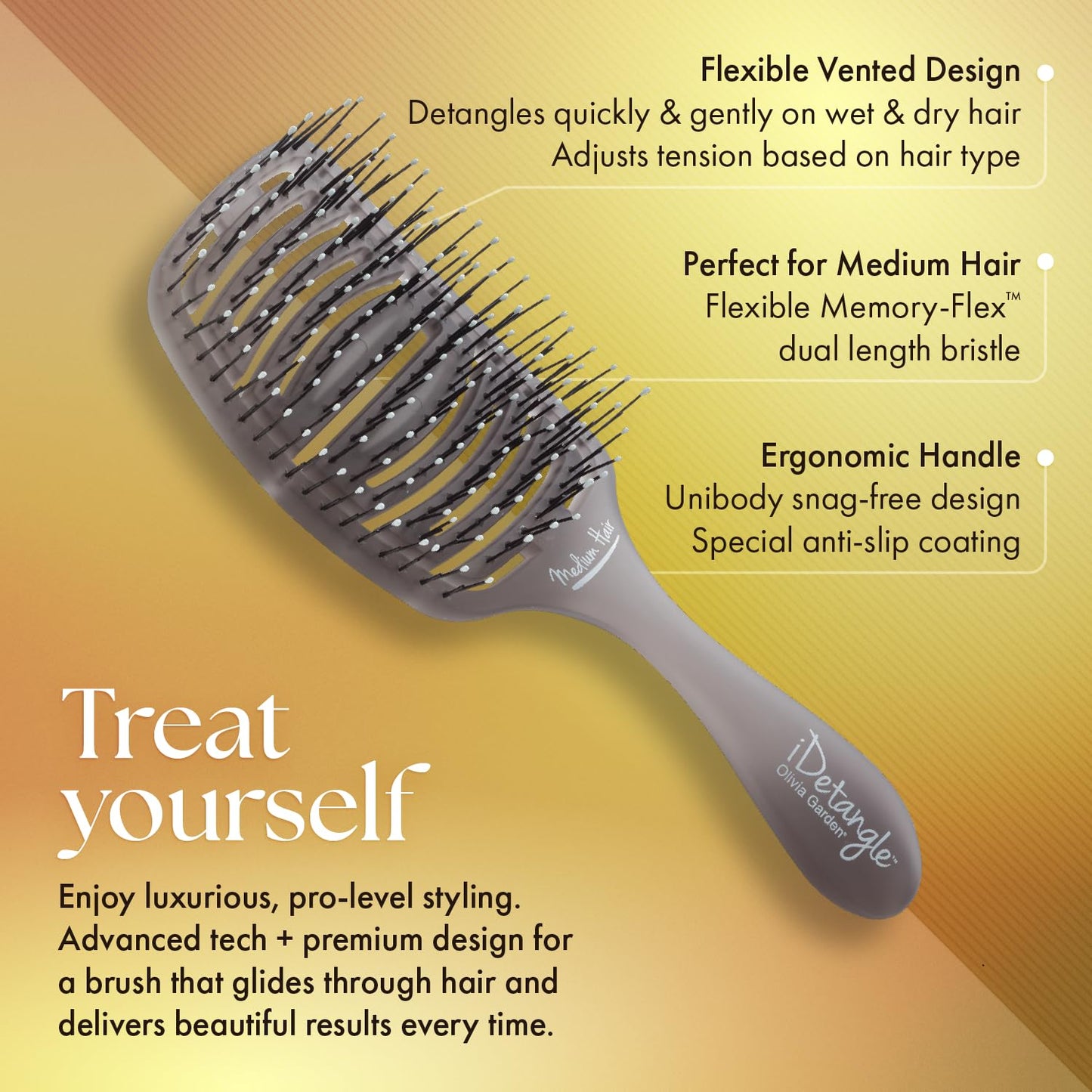 Olivia Garden 55 iDetangleForMediumHair Black IDMH