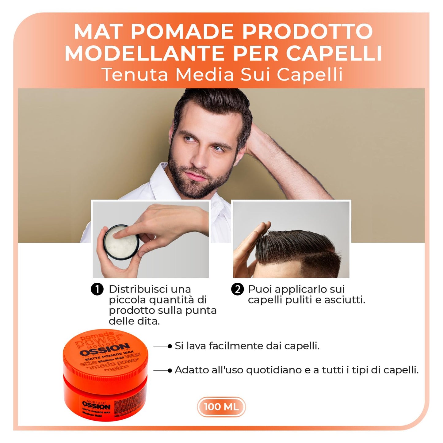 Morfose Ossion Medium Hold Matte Pomade Wax 100ml