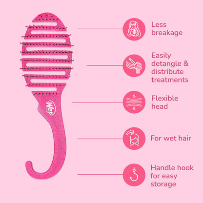 Wet Brush Shower Detangler Glitter Pink