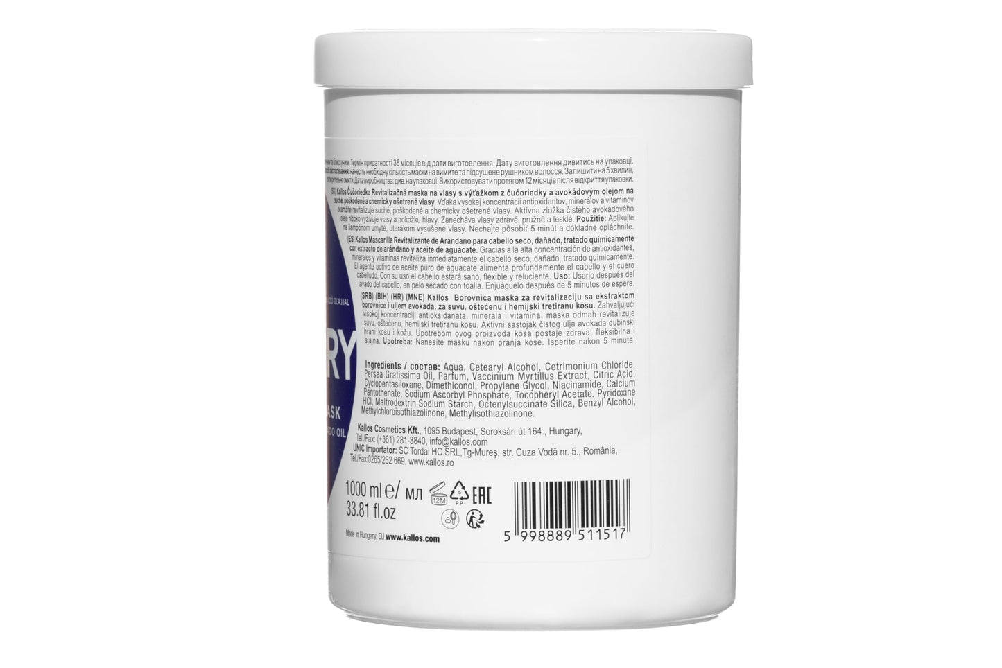 Kallos Blueberry Revitalizing Mask 1000ml