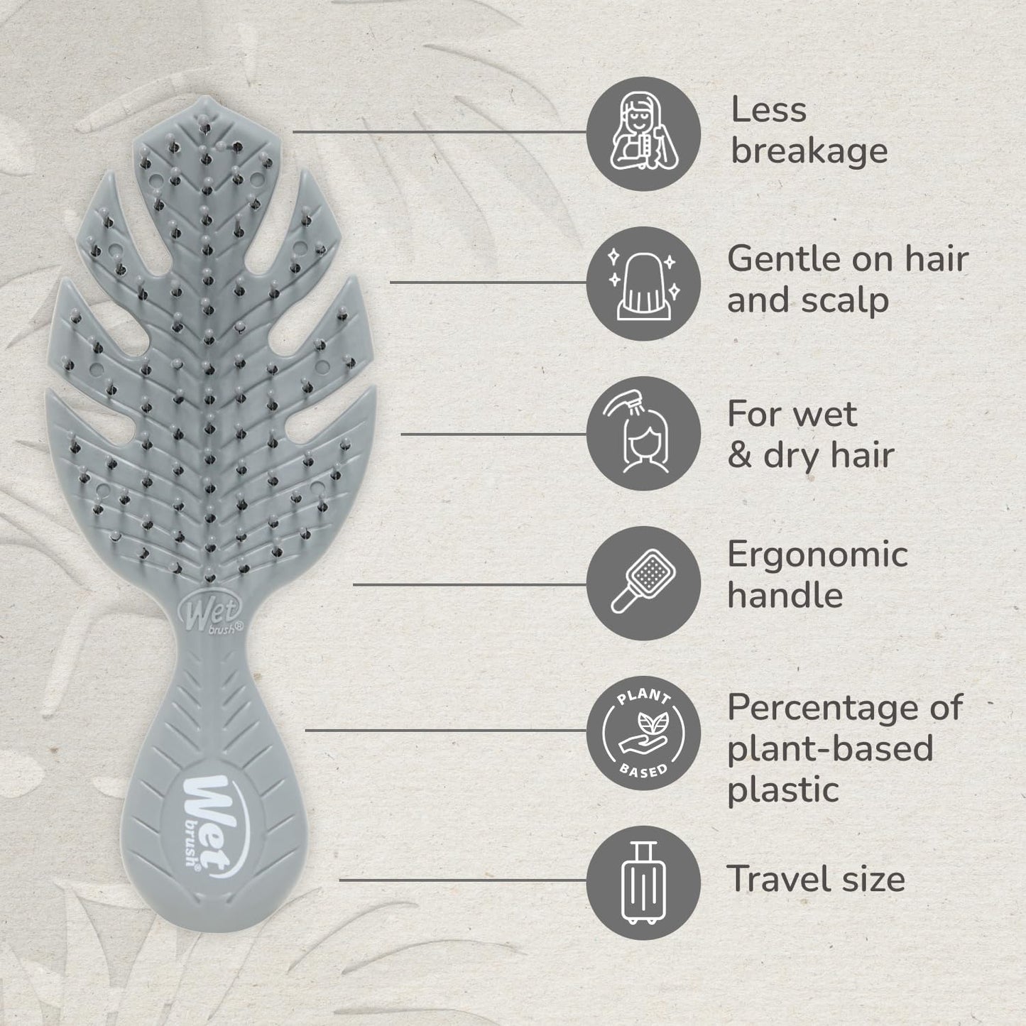 Wet Brush Mini Detangler Go Green - Grey