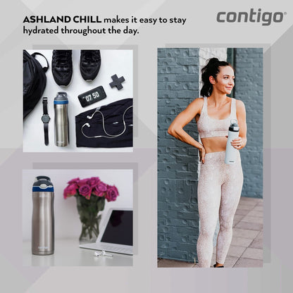 Contigo 49 Water Bottle Ashland Chill Silver 590ml