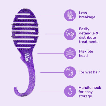 Wet Brush Shower Detangler Glitter Purple