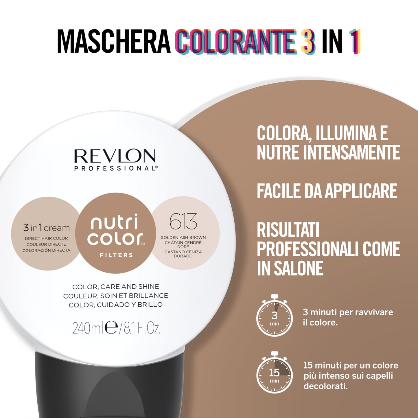 Revlon Nutri Color 613 Golden Ash Brown Mask 240ml