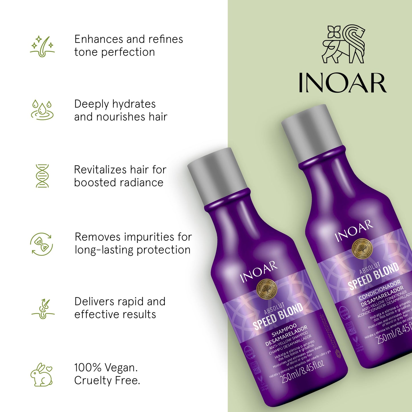 INOAR DUO Speed Blond Szampon250ml + Odżywka250ml
