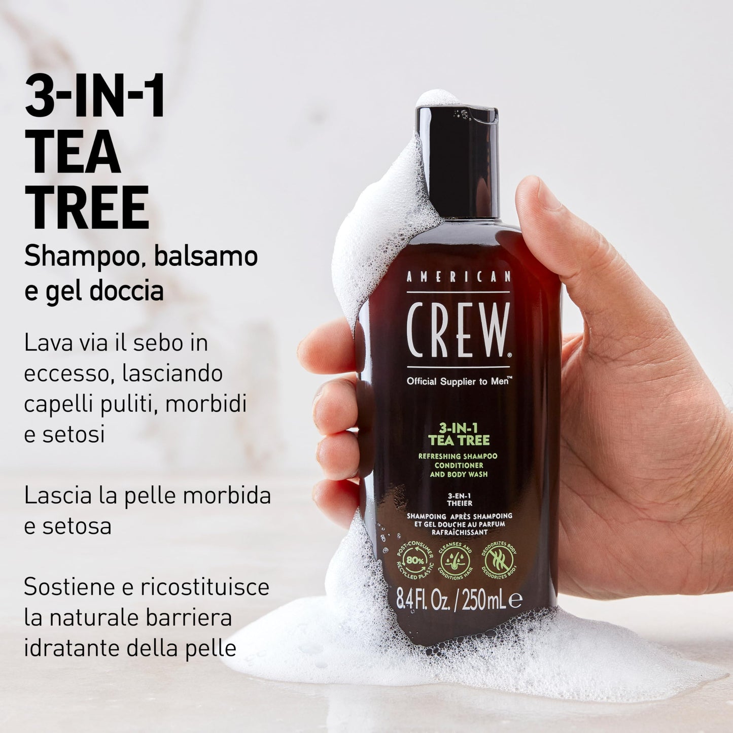 American Crew 3-in-1 Tea Tree Sh.+Cond.+Gel 450ml