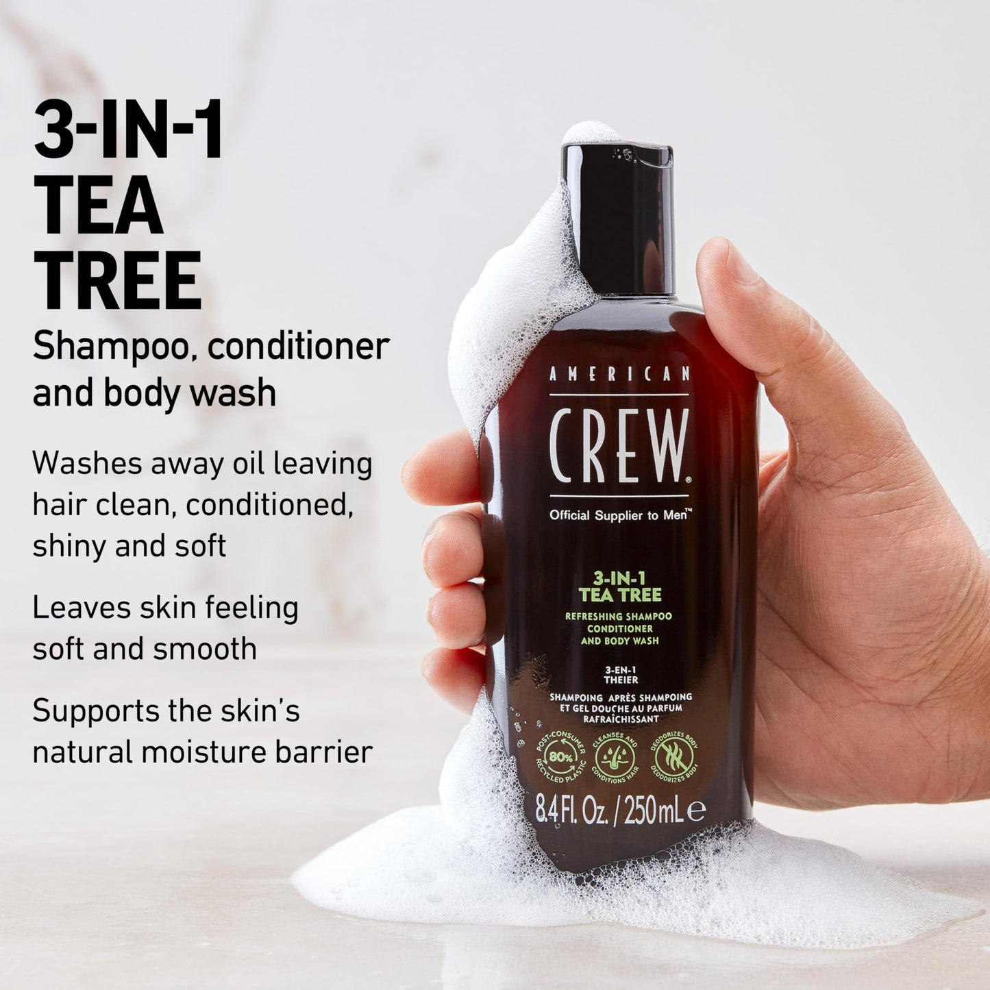 American Crew 3-in-1 Tea Tree Sh.+Cond.+Gel 1000ml