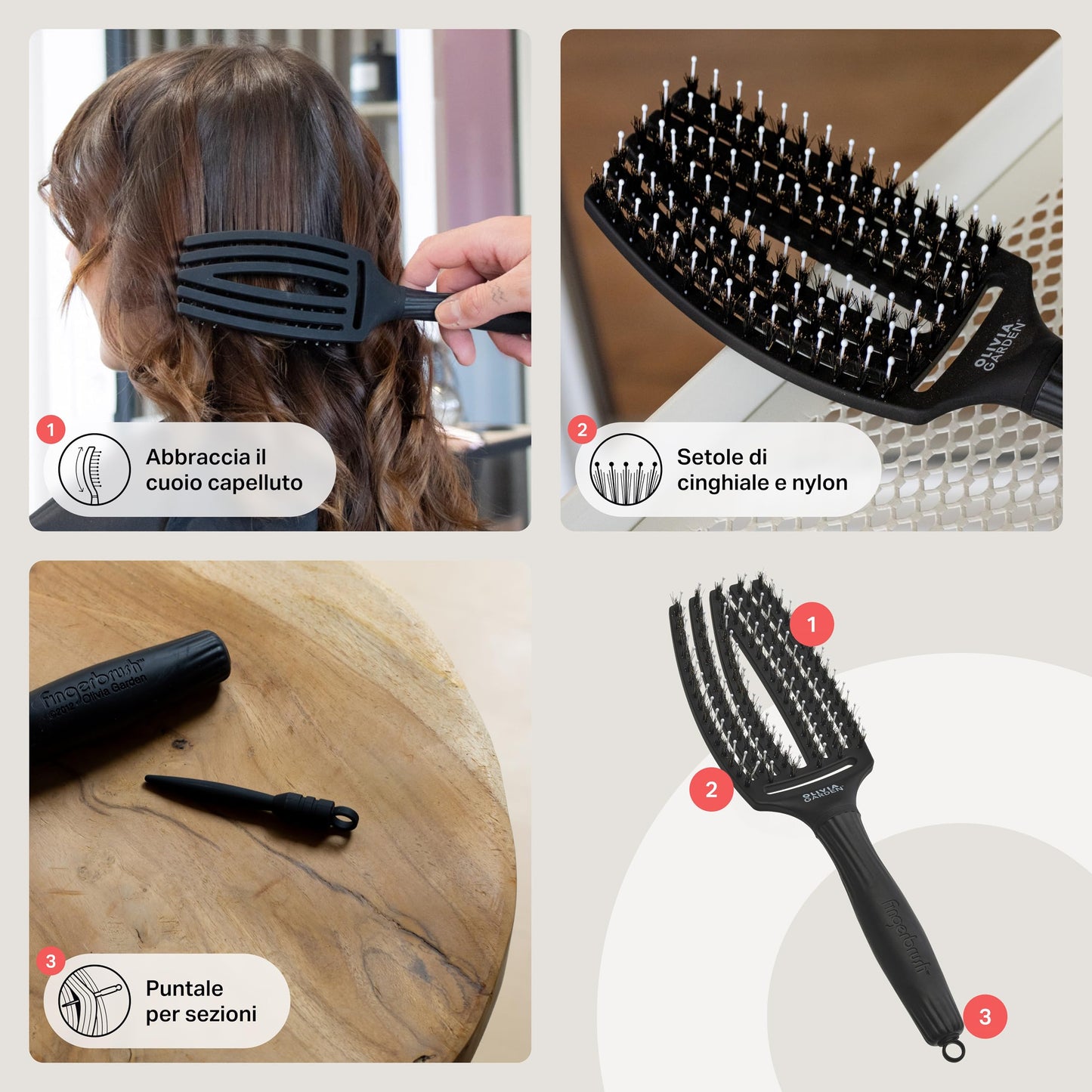 Olivia Garden 20 Finger Brush Combo Medium