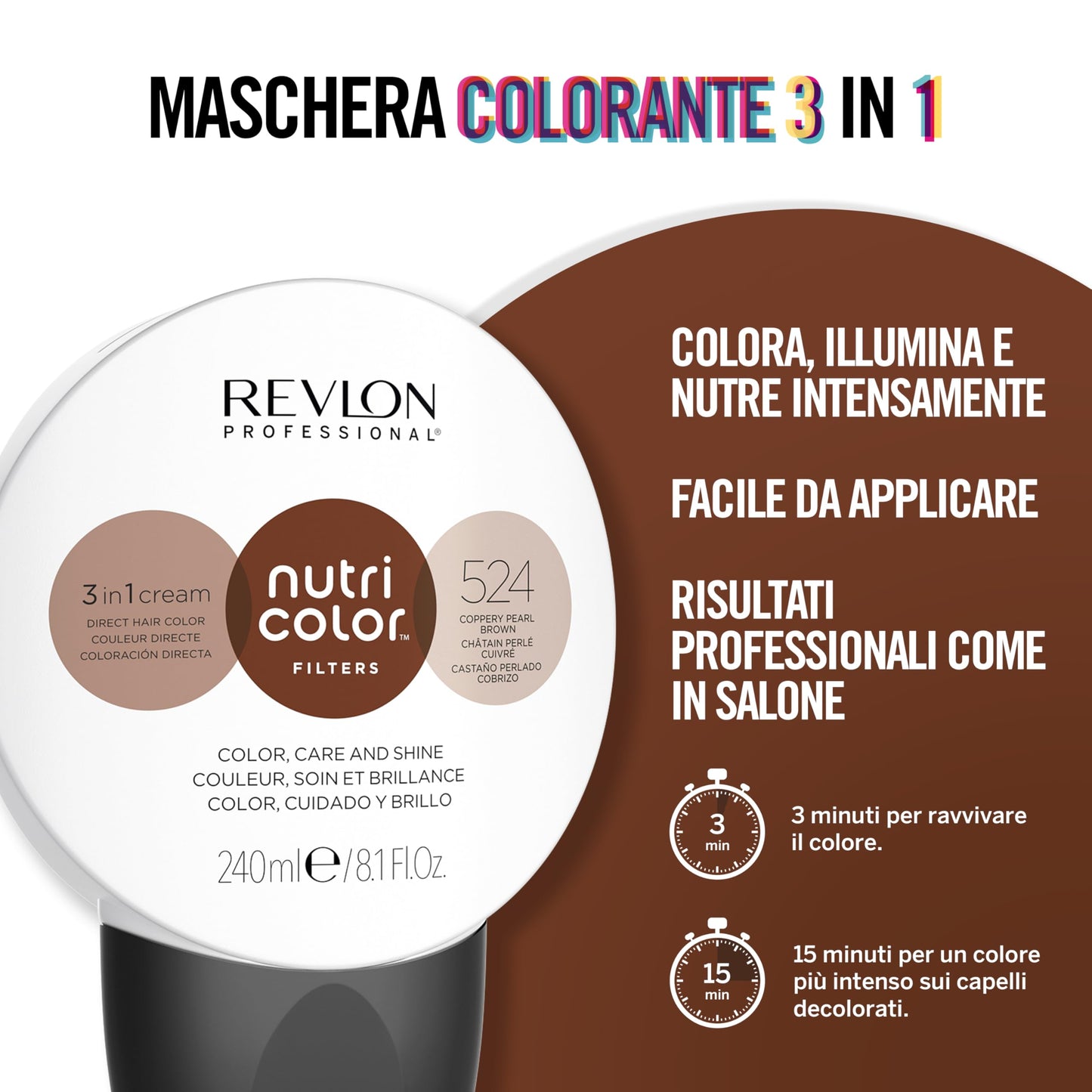 Revlon Nutri Color 524 Coppery P.Brown Maska 240ml