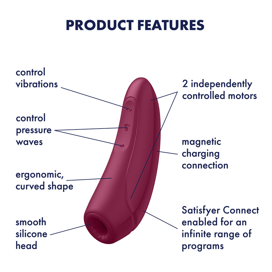 Vakuumsko valoviti vibrator za klitoris Satisfyer Curvy 1 temno rdeč