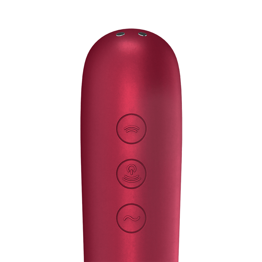 Vacuum-wave vibrator for the clitoris Satisfyer Dual Love Connect App dark red