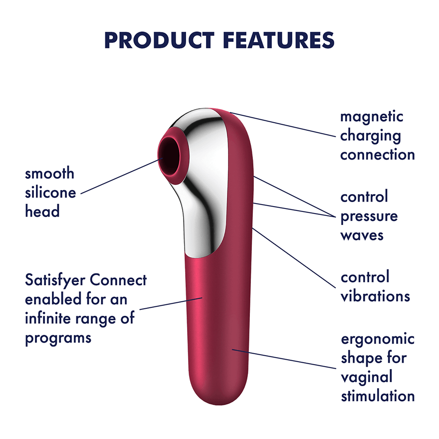 Vacuum-wave vibrator for the clitoris Satisfyer Dual Love Connect App dark red