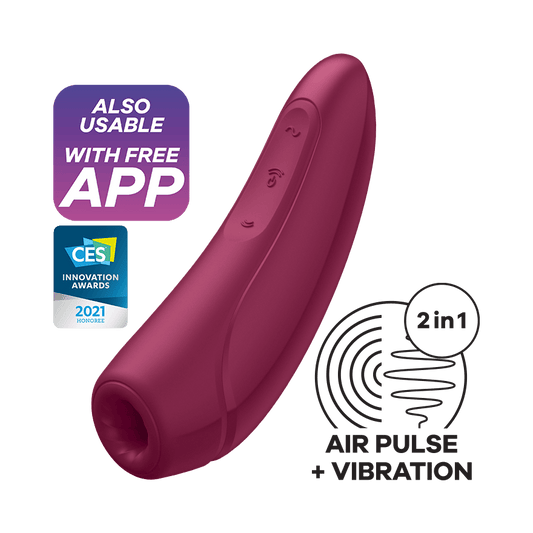 Vakuumsko valoviti vibrator za klitoris Satisfyer Curvy 1 temno rdeč