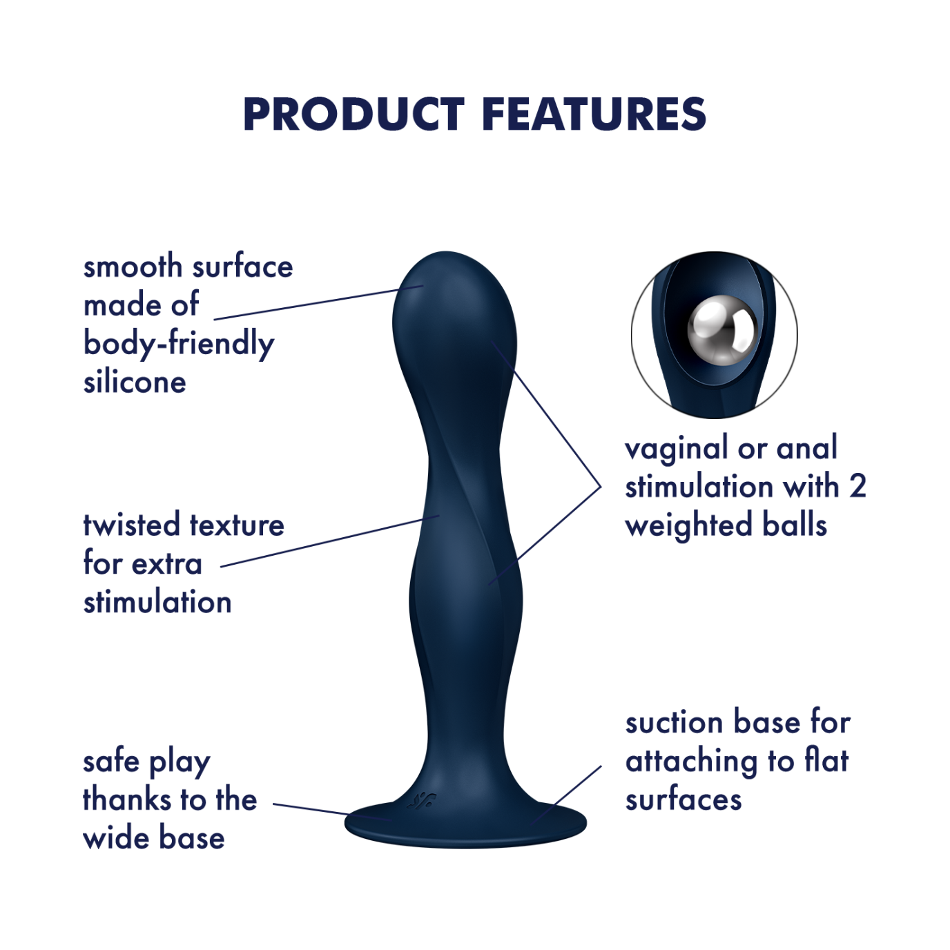 Satisfyer Double Ball-R - temno moder dildo 