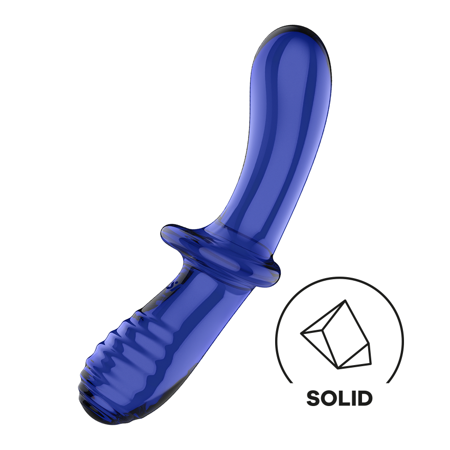 Glass dildo Satisfyer Double Crystal light blue