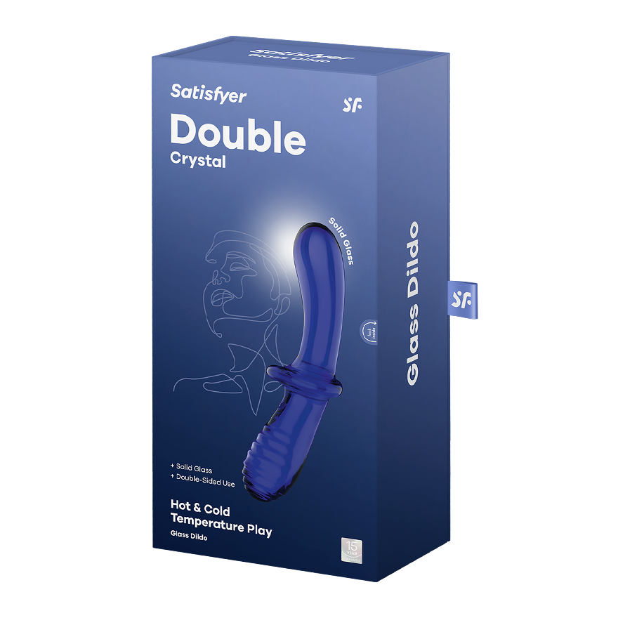 Glass dildo Satisfyer Double Crystal light blue