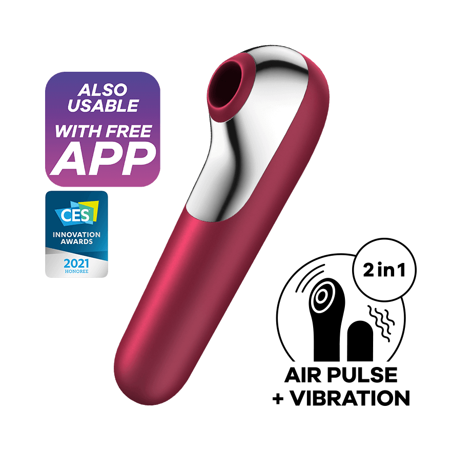 Vacuum-wave vibrator for the clitoris Satisfyer Dual Love Connect App dark red