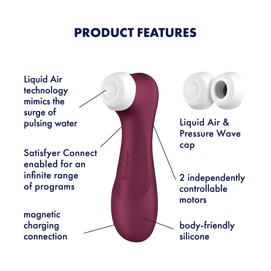 Vakuumsko-valovni vibrator za klitoris Satisfyer Pro 2 Generation 3 temno rdeč